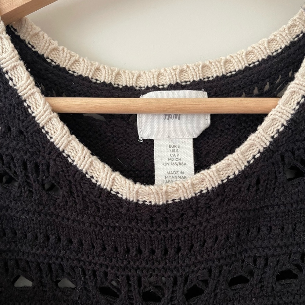 Black Crochet Ruffle Sleeve Top - Picture 5 of 5